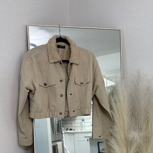Classic Tan Utility Jacket with Sherpa Collar